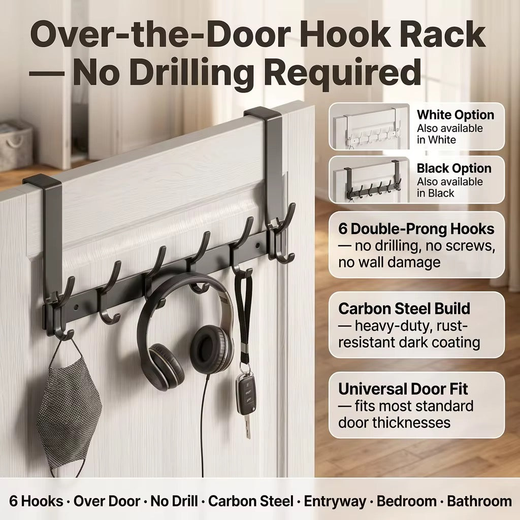 Over Door Hanger hook 6-Hooks